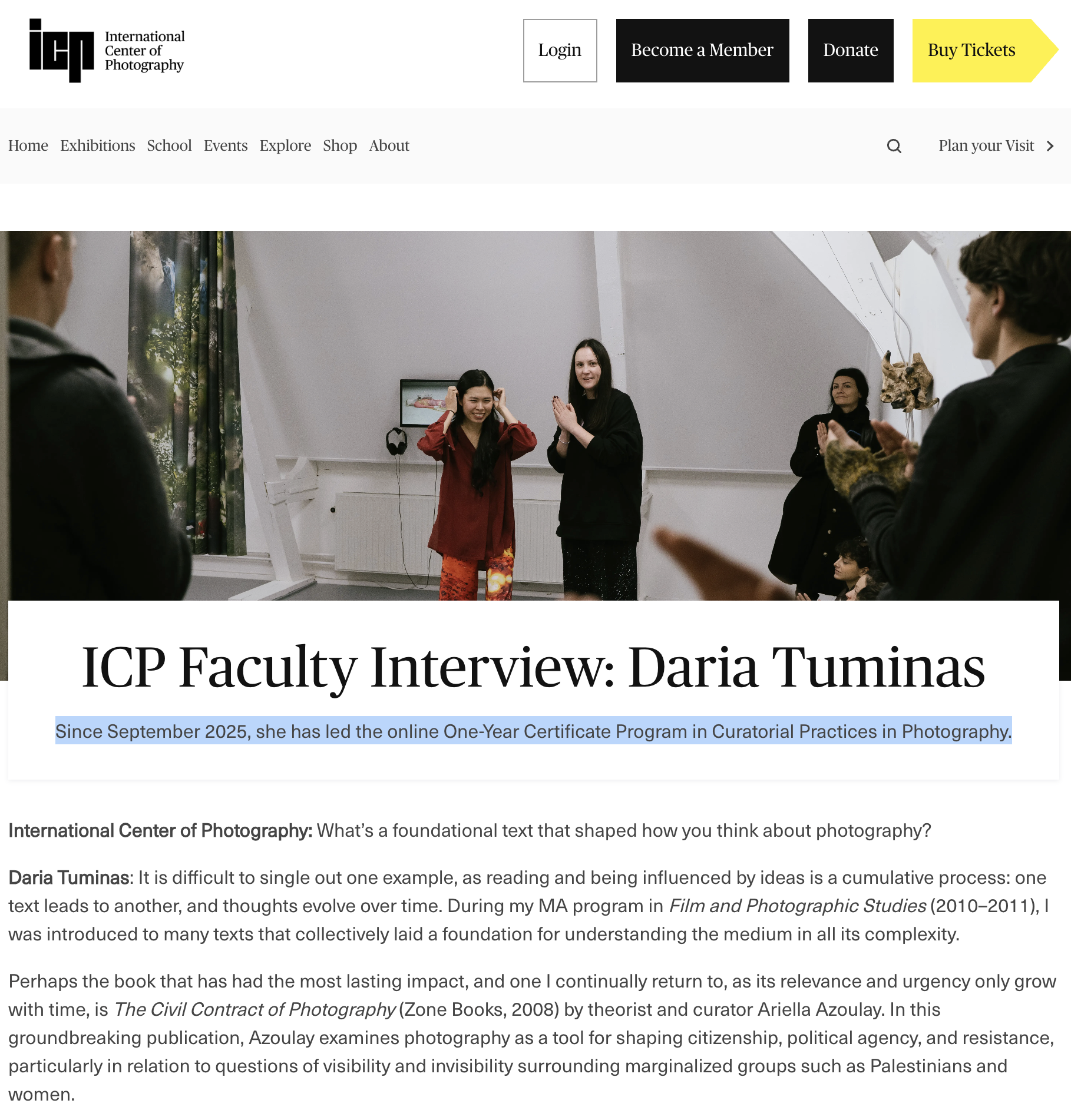 ICP Faculty Interview: Daria Tuminas